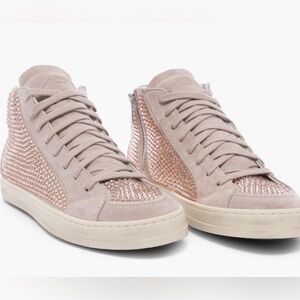 P448 Pink Rhinestone High-Top Sneakers NEW